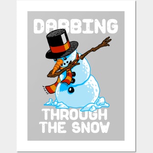 Snowman Dabbing Through The Snow Shirt Christmas Dab Santa Posters and Art